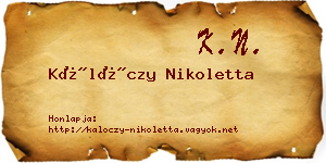 Kálóczy Nikoletta névjegykártya